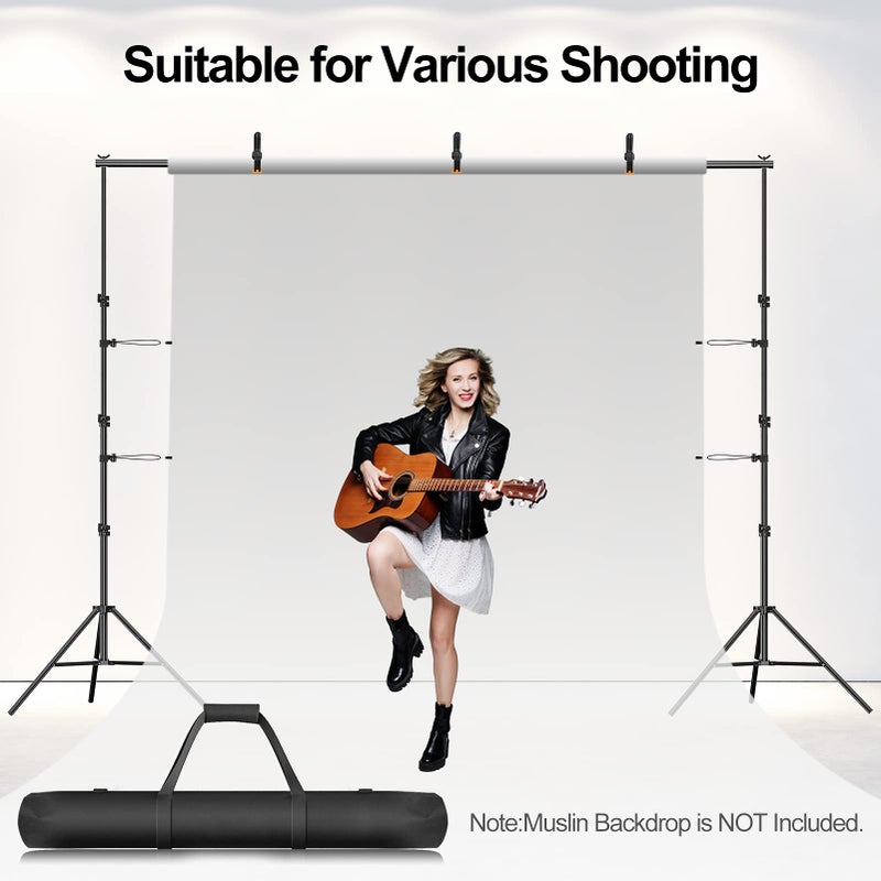 GLOSHOOTING Photo Backdrop Stand, 8.5 x 10 ft Back Drop Adjustable Stands, Photography Background Support System Kit with Carry Bag, Clips and Clamps for Photo Video Studio, Parties, Wedding - Image 5